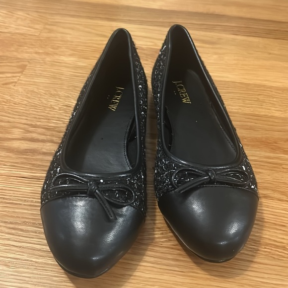 J. Crew Black and White Tweed Ballet Flats Size 6.5 - Picture 8 of 10